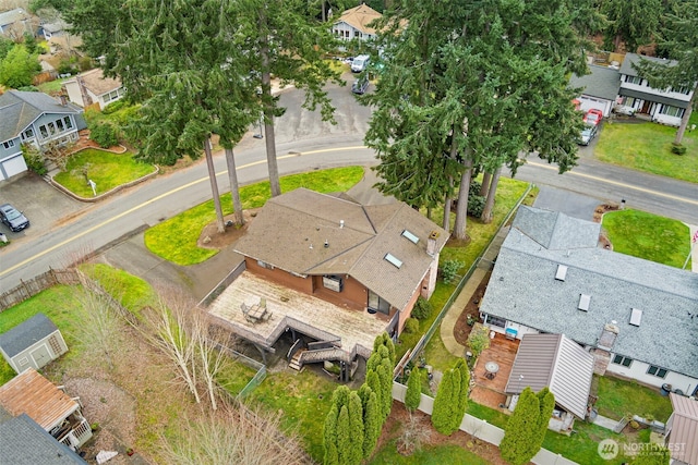 aerial view with a residential view