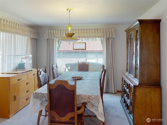 view of carpeted dining area