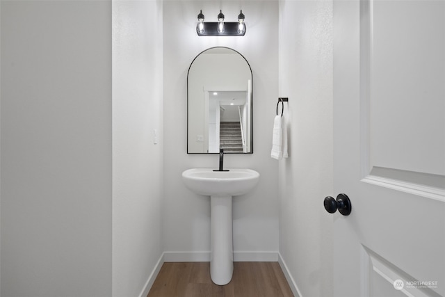 bathroom featuring hardwood / wood-style flooring