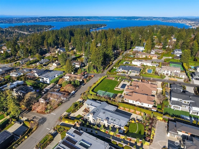 bird's eye view featuring a water view