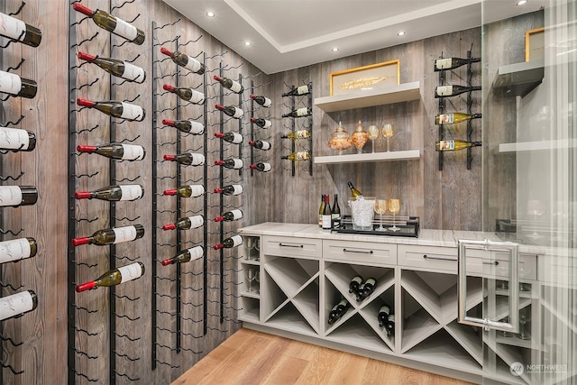 wine cellar featuring light hardwood / wood-style flooring