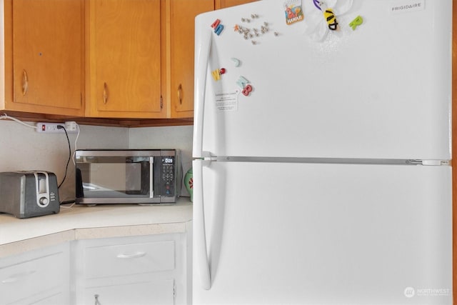 kitchen with white fridge