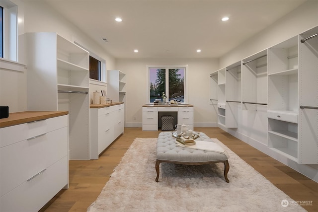 walk in closet featuring light hardwood / wood-style floors