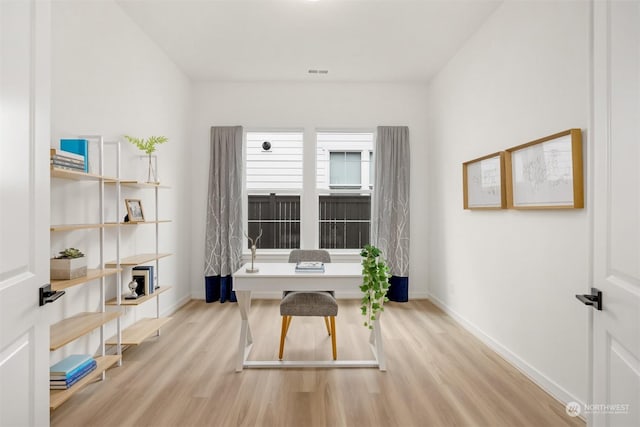 office featuring light hardwood / wood-style flooring