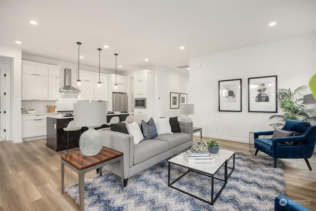 living room featuring light hardwood / wood-style floors