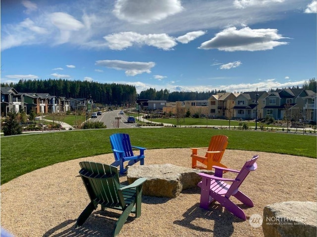 view of home's community with a lawn and a residential view