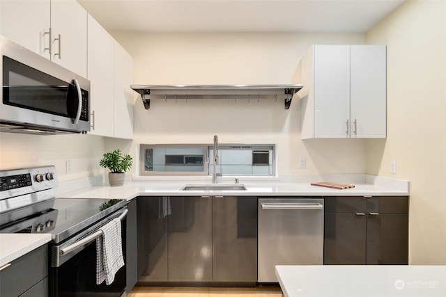 kitchen featuring sink, white cabinetry, and stainless steel appliances