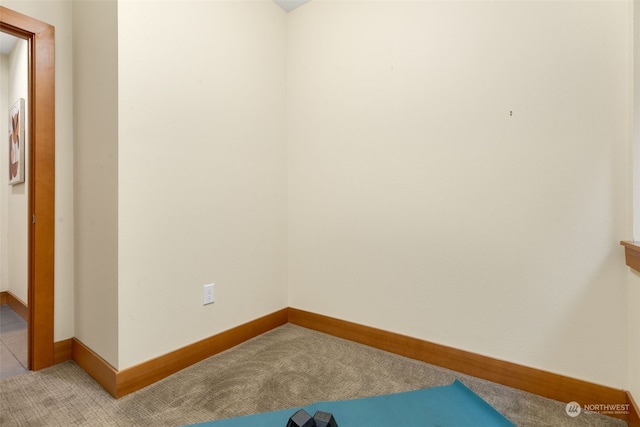 interior space featuring light colored carpet