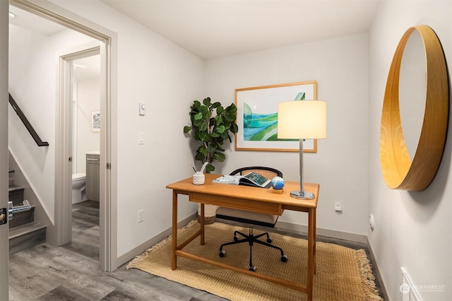 office featuring wood-type flooring