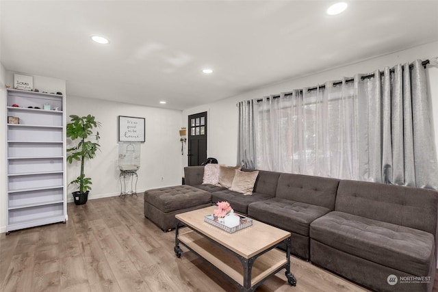 living room with hardwood / wood-style floors