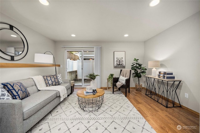 living room with hardwood / wood-style flooring