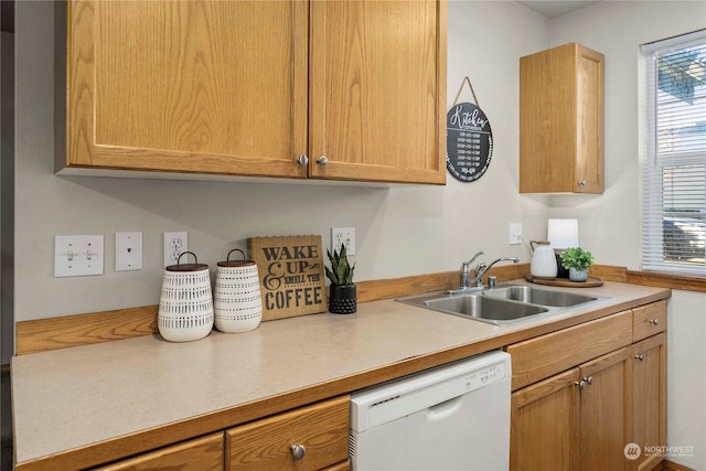 kitchen featuring sink and white dishwasher