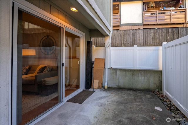 doorway to property featuring a patio