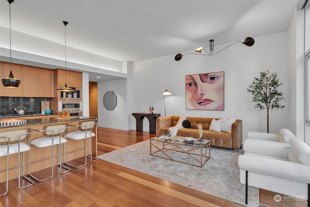 living room featuring light wood-type flooring