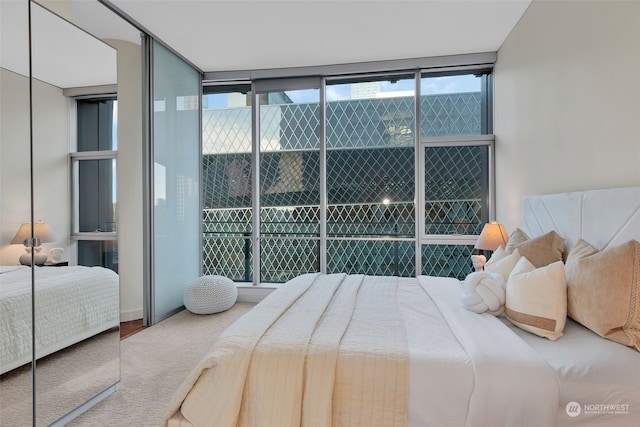 bedroom featuring expansive windows