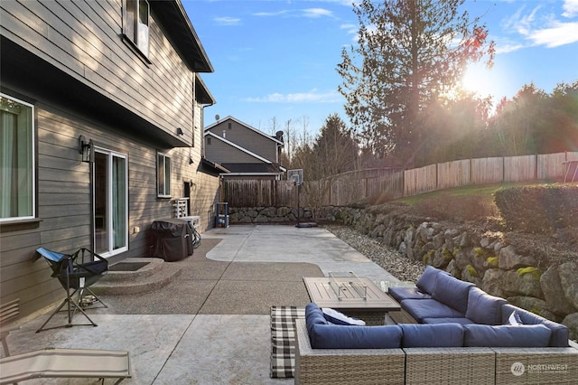 view of patio with an outdoor living space