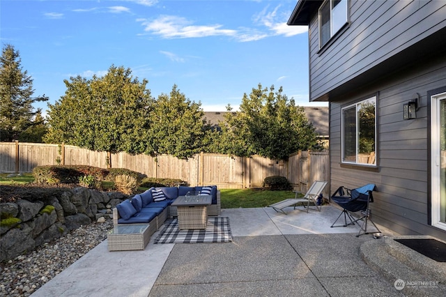 view of patio / terrace featuring an outdoor living space