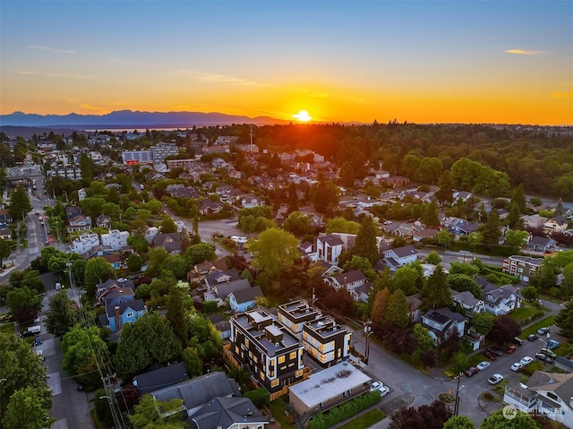 view of aerial view at dusk