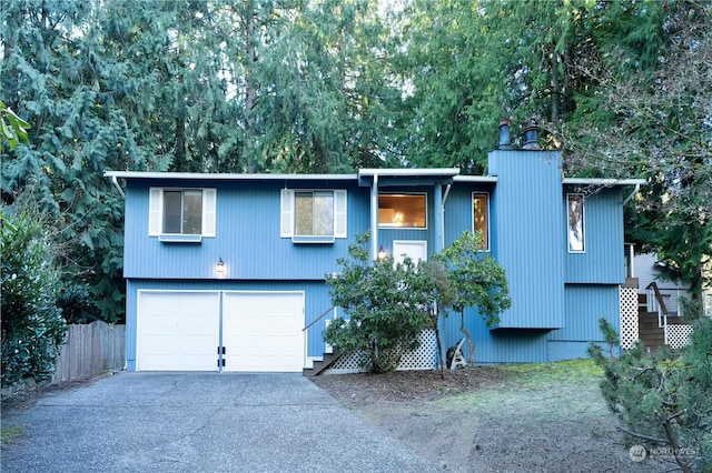 bi-level home with a garage