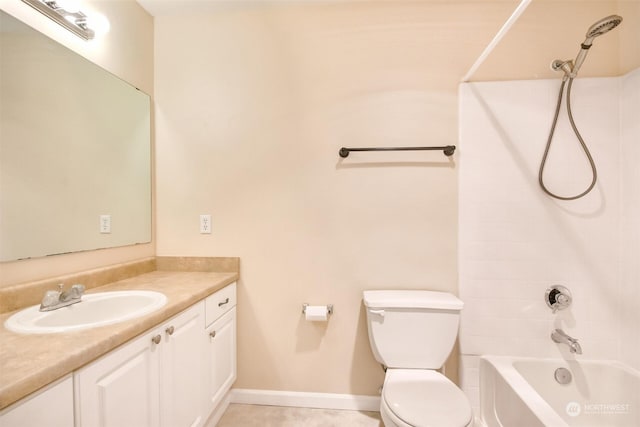 full bathroom featuring vanity, toilet, and shower / bath combination