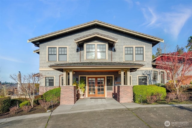 view of front of property with french doors