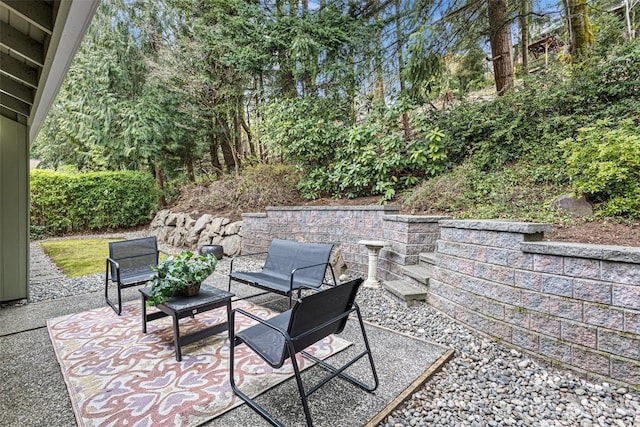 view of patio / terrace featuring an outdoor living space