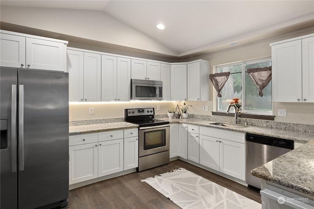 kitchen with sink, white cabinetry, and appliances with stainless steel finishes