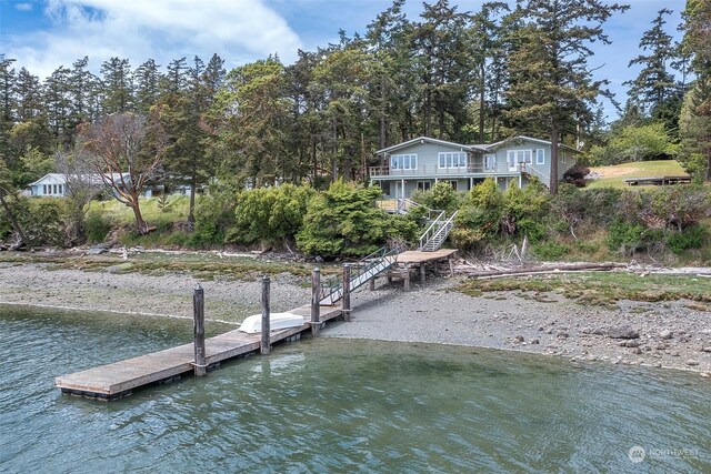 view of dock featuring a water view