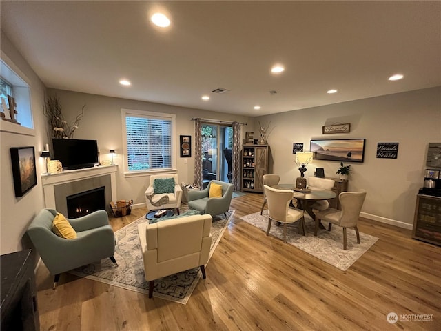 living room featuring light wood-type flooring