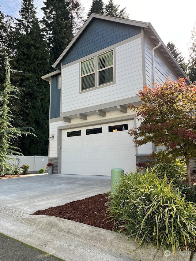 view of home's exterior with a garage