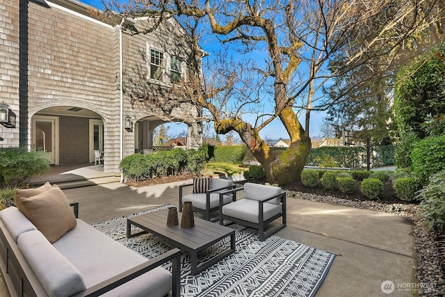 exterior space featuring outdoor lounge area