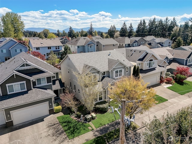 bird's eye view featuring a mountain view