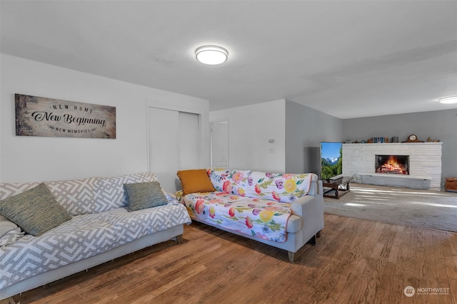 living room with hardwood / wood-style floors