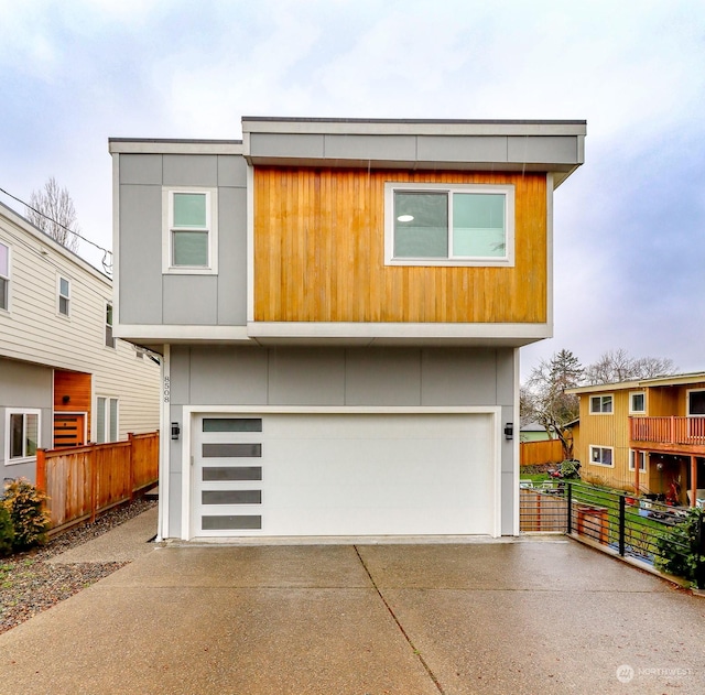 contemporary house featuring a garage