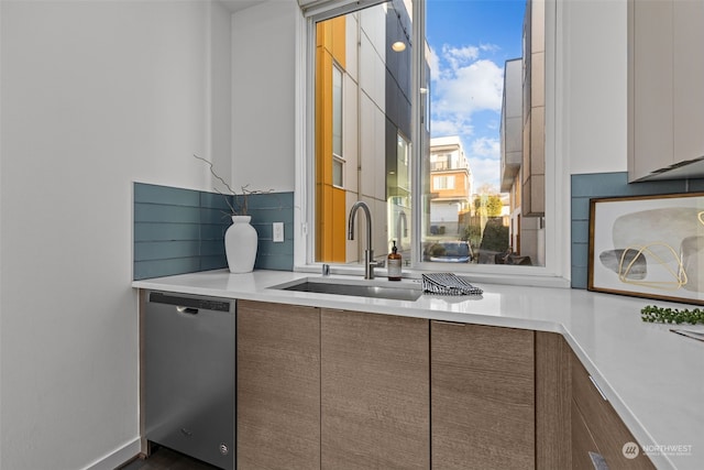 kitchen with sink and stainless steel dishwasher