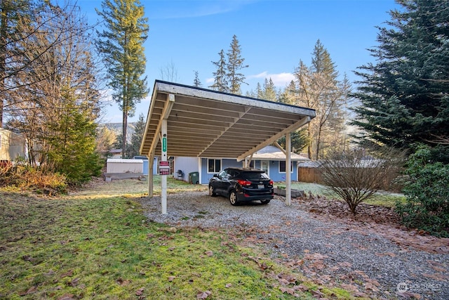 view of car parking featuring a carport