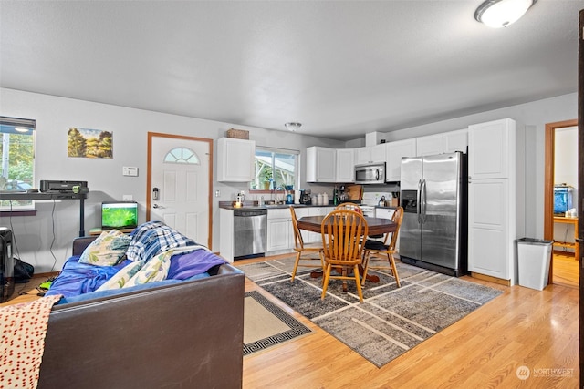 interior space with light hardwood / wood-style floors