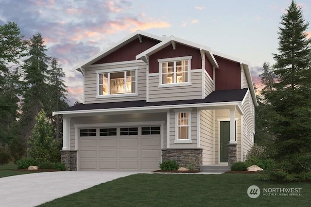 craftsman house featuring a garage