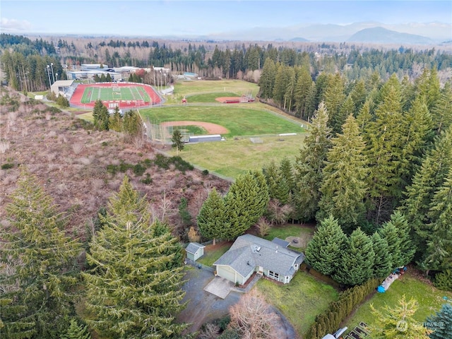 aerial view featuring a mountain view