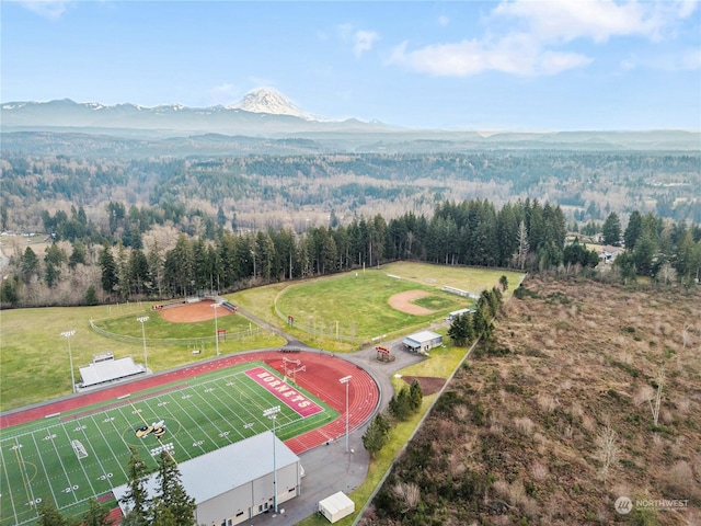 aerial view with a mountain view