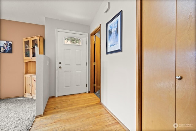 doorway featuring light wood-type flooring