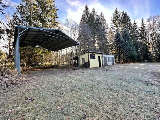 view of parking / parking lot with a carport