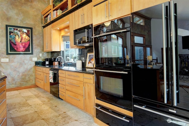 kitchen featuring sink and black appliances