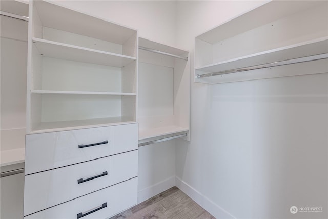 walk in closet featuring light wood-type flooring