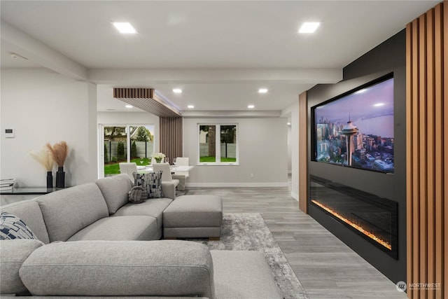 living room featuring light wood-type flooring