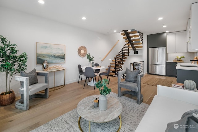 living room featuring light wood-type flooring