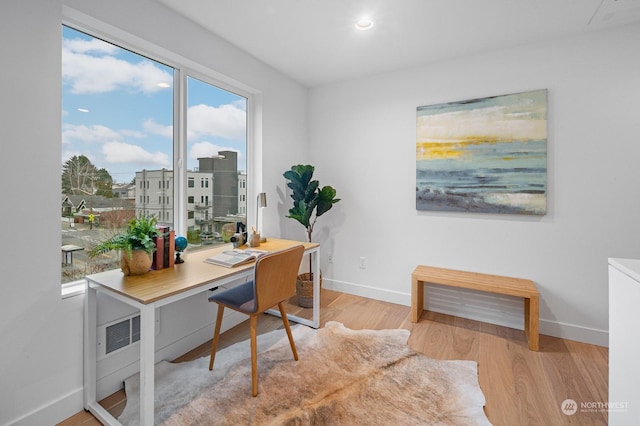 home office featuring light wood-type flooring