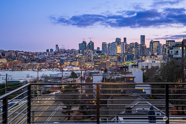 property's view of city with a water view