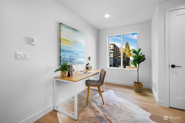 office featuring light hardwood / wood-style flooring