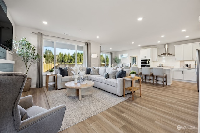 living room featuring light hardwood / wood-style flooring